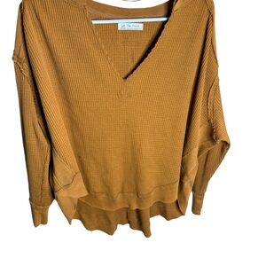 We The Free V-Neck Sweater in Warm Mustard